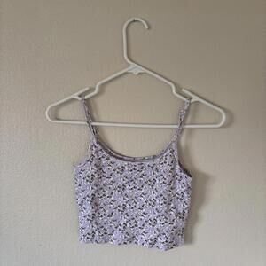 Hollister Baby Cami Lavender Floral Size Small Cropped Top